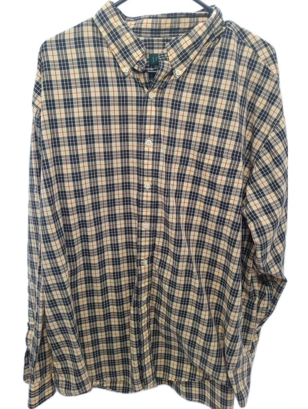 J. Crew Shirt Men's XL Yellow Tartan Plaid Preppy Vibrant Button Up Casual